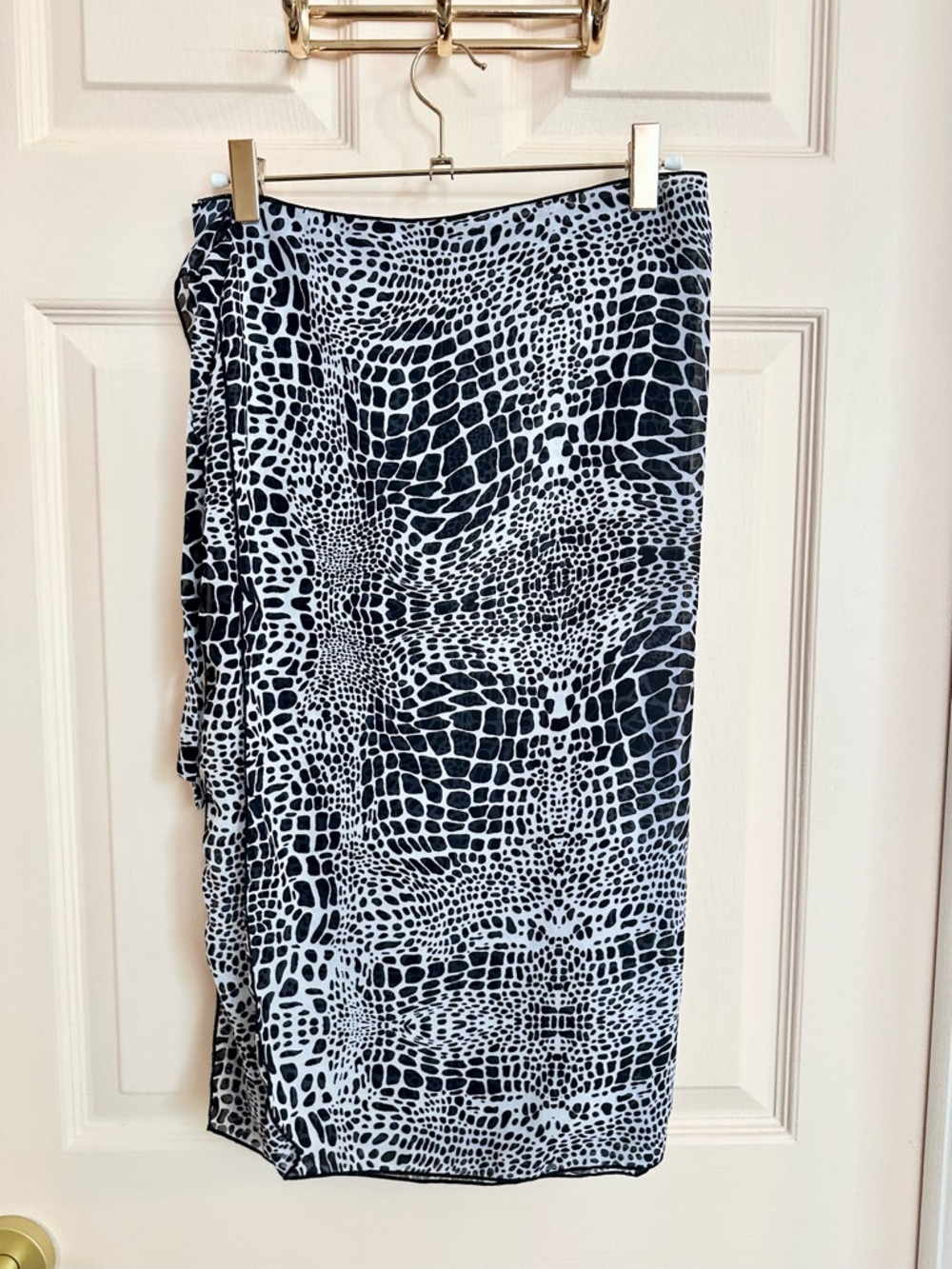 Black and white sheer wrap skirt